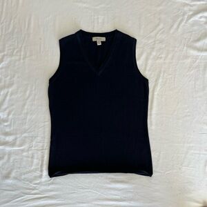 Faconnable Top Womens Extra Small Navy Blue Sleeveless V-Neck Classic Polished